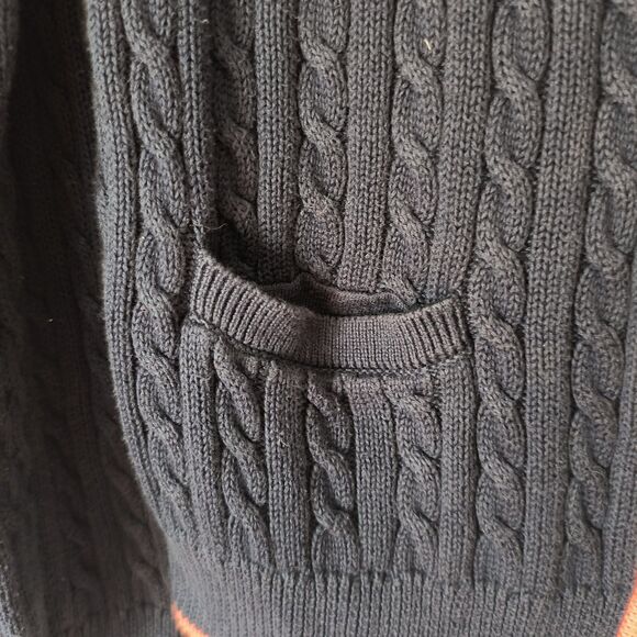 Brooks Brothers Cardigan Tennis Sweater Womens XL Navy Cotton Cable Knit *Pls Rd - Picture 10 of 16